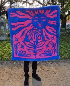 Tapete com sol azul e rosa